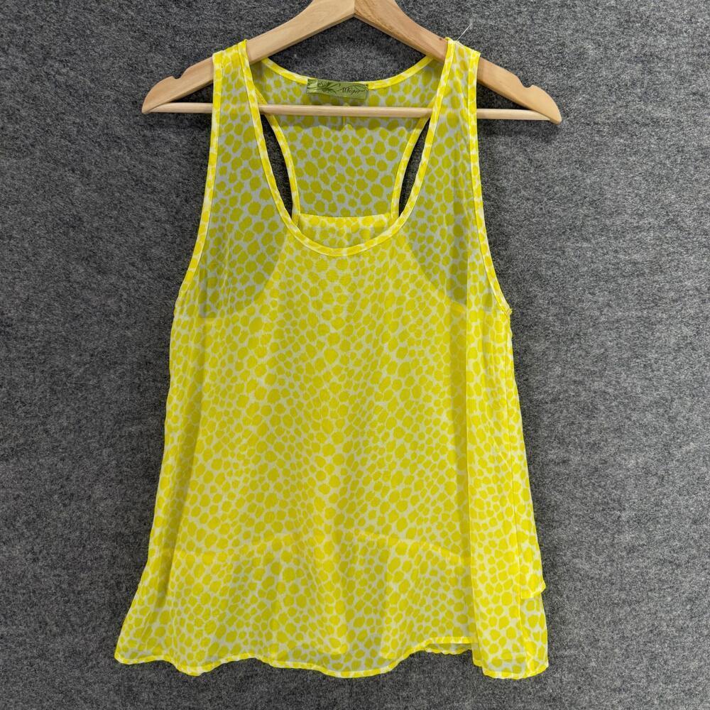 Whisper Blouse Women L Large Yellow Animal Print Sleeveless Racerback Casual